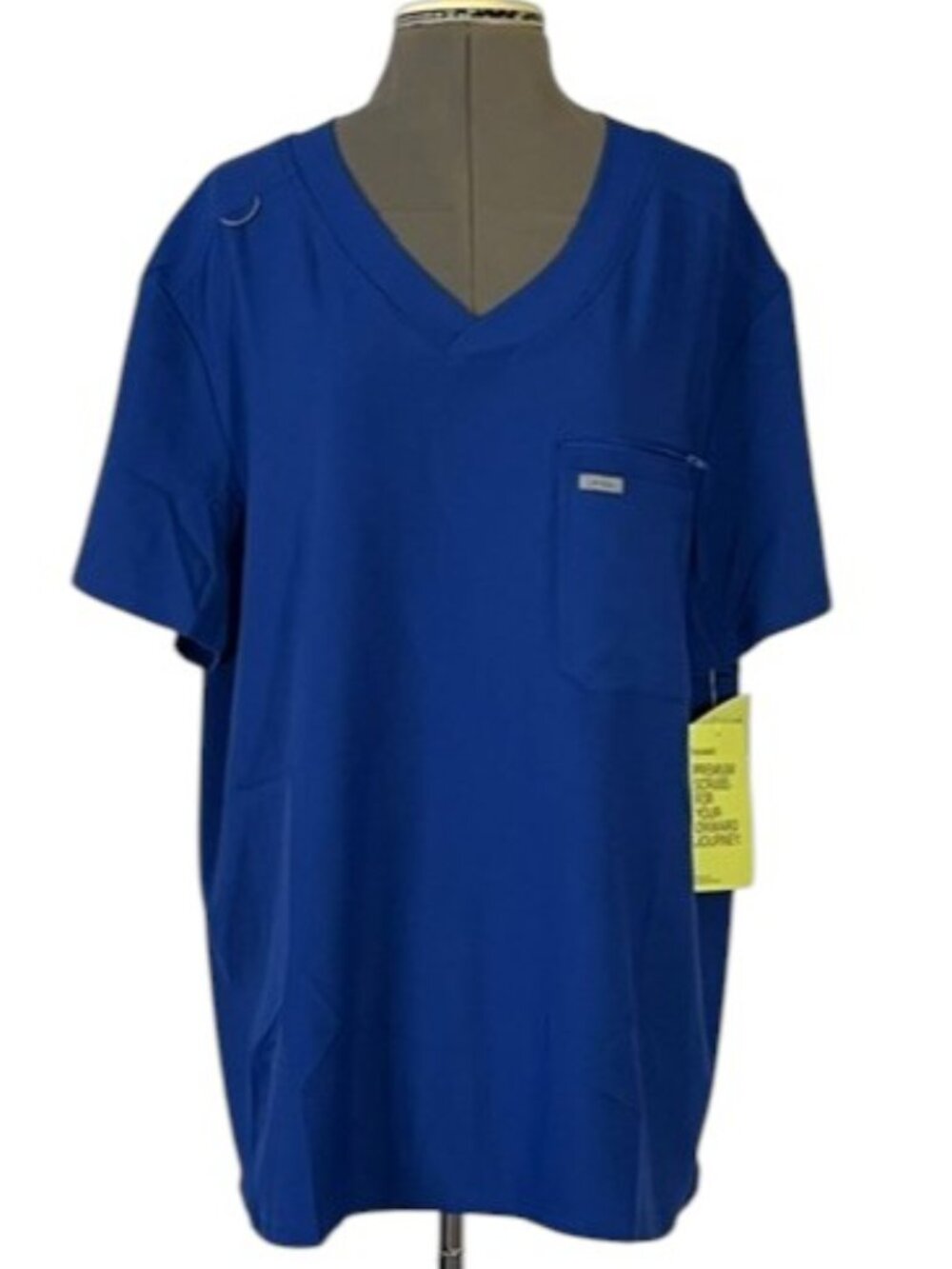 LANDAU Royal Blue V-Neck Scrub Top With Rib Details Size XL NWT